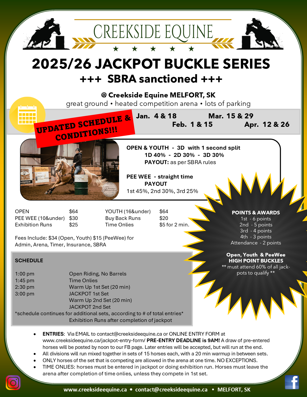 Creekside Equine Winter Barrel Jackpot Buckle Series